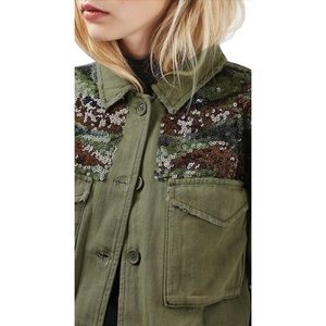 Camo Sequin Shirt Jacket